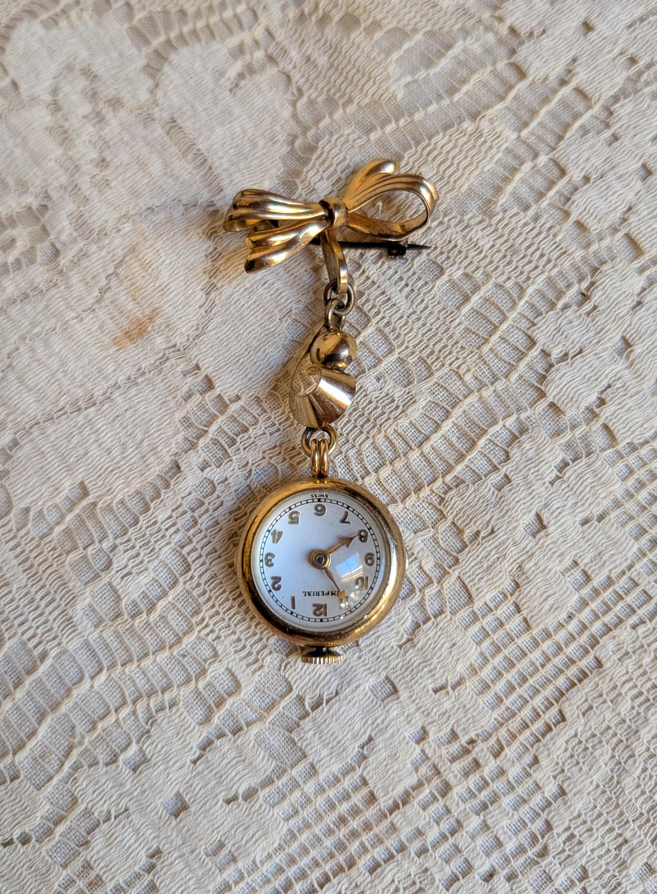 Loewe Pin Broch Watch Pocket Quartz Gold White Dial Pawn LOEWE ブローチ ウォッチ 時計 ヴィンテージ ロエベ main image 2