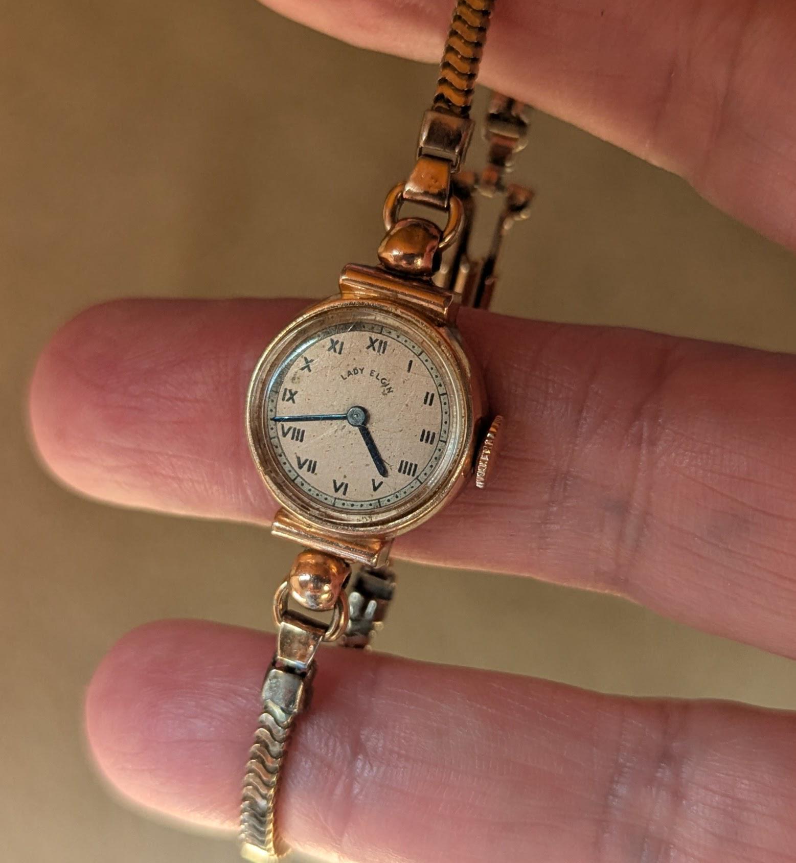 Working Vintage Lady Elgin Rose Gold Filled Ladies Manual 