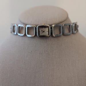 Vintage Anne Klein Watch Choker: Silver Tone Square Face  display picture 1
