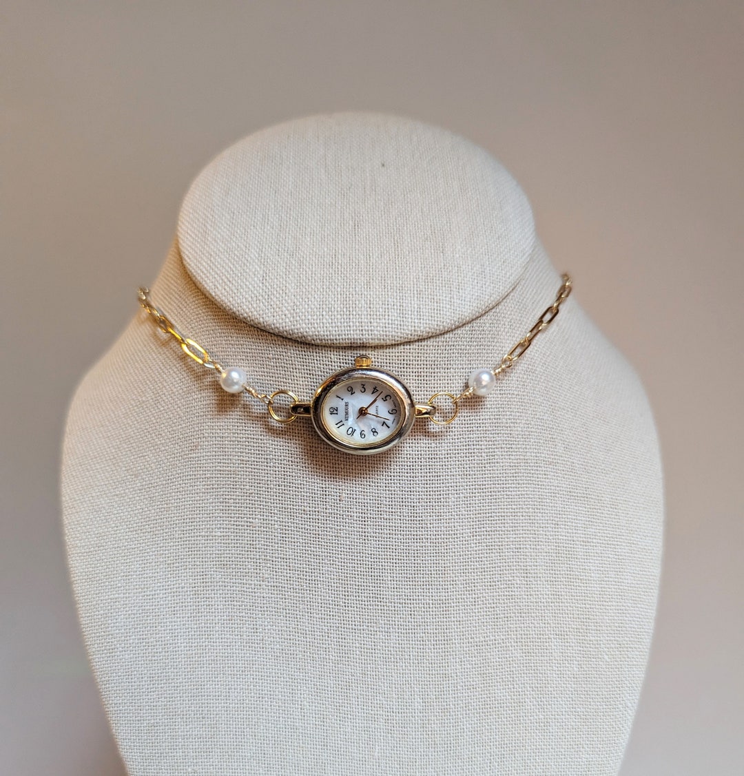 Vintage Rumours Gold Tone Watch Choker Necklace With Faux Etsy