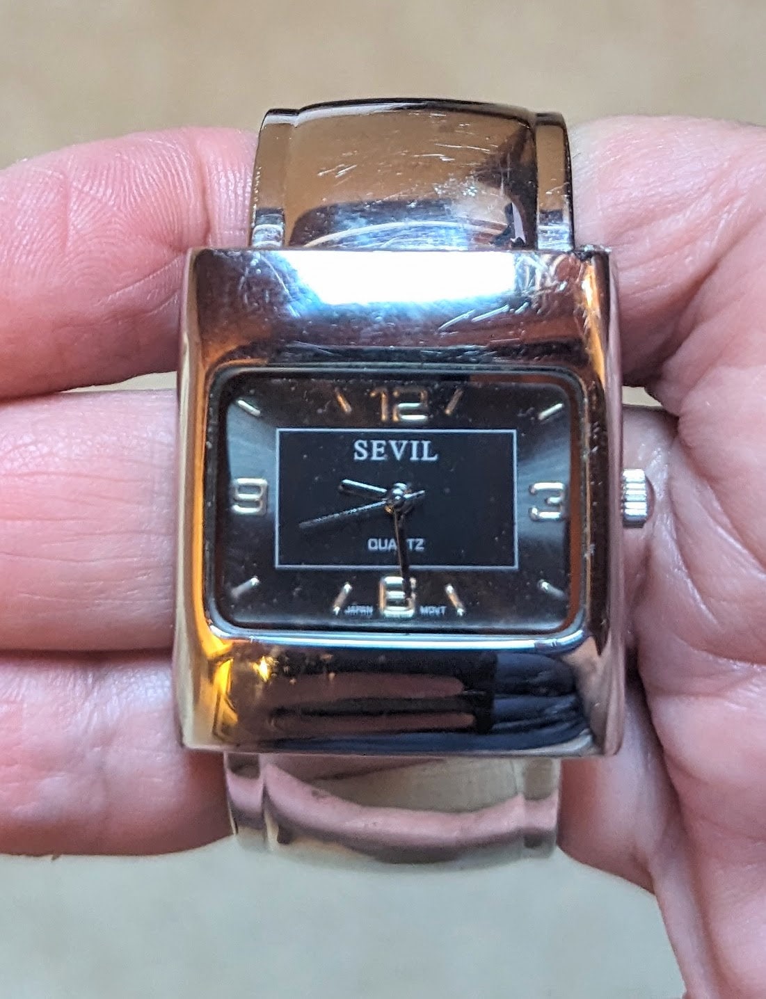 Working Vintage Sevil Silver Tone Modern Contemporary Cuff  display picture 1