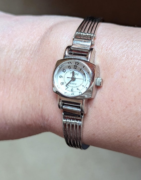 Working Vintage Polini Quartz Watch: Silver Tone Open Strip Band