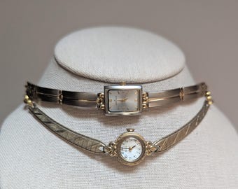 Vintage Two-Tone Watch Choker: Anne Klein & Bulova Steampunk Necklace