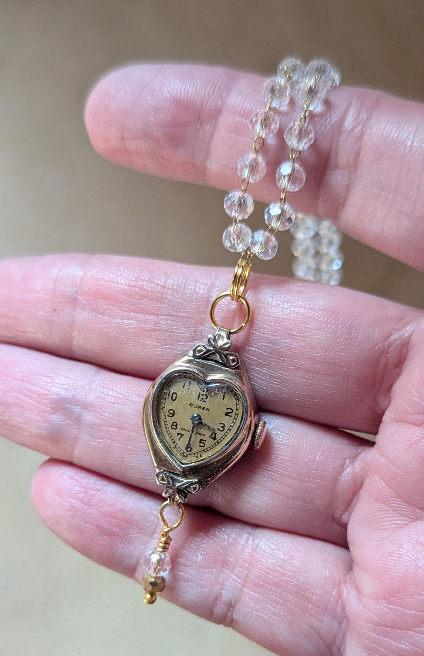 Vintage BUREN Grand Prix Swiss Orb Bubble Pendant Watch Taxedo Dial Orb Works‎ ? Vintage Buren Grand Prix – 14K Gold Wristwatch  main image 4