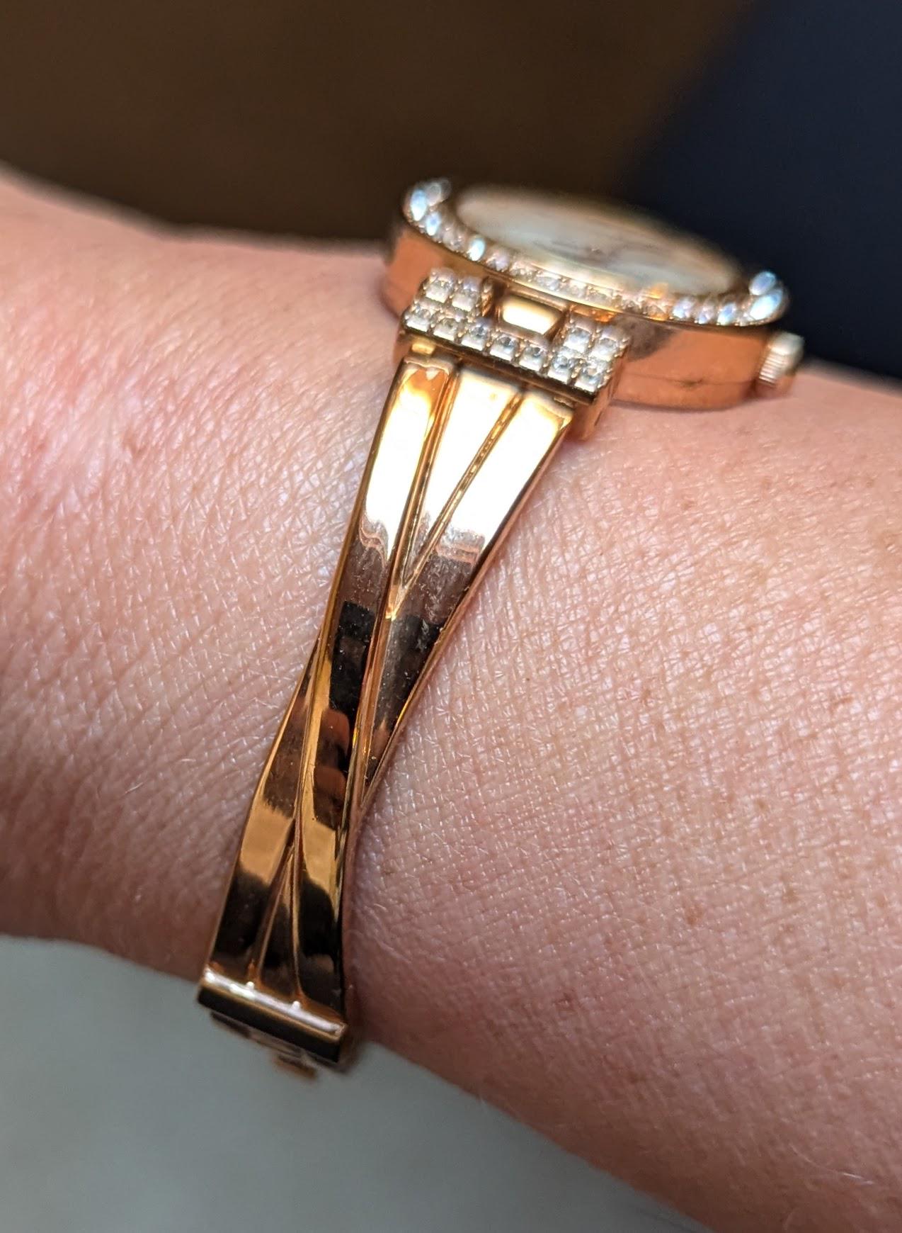 Vintage Anne Klein Rose Gold Rhinestone Watch Bracelet  display picture 1