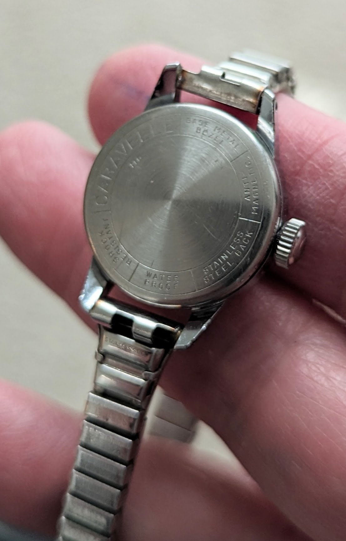 Working Vintage Caravelle Silver Tone Unisex Watch W Metal