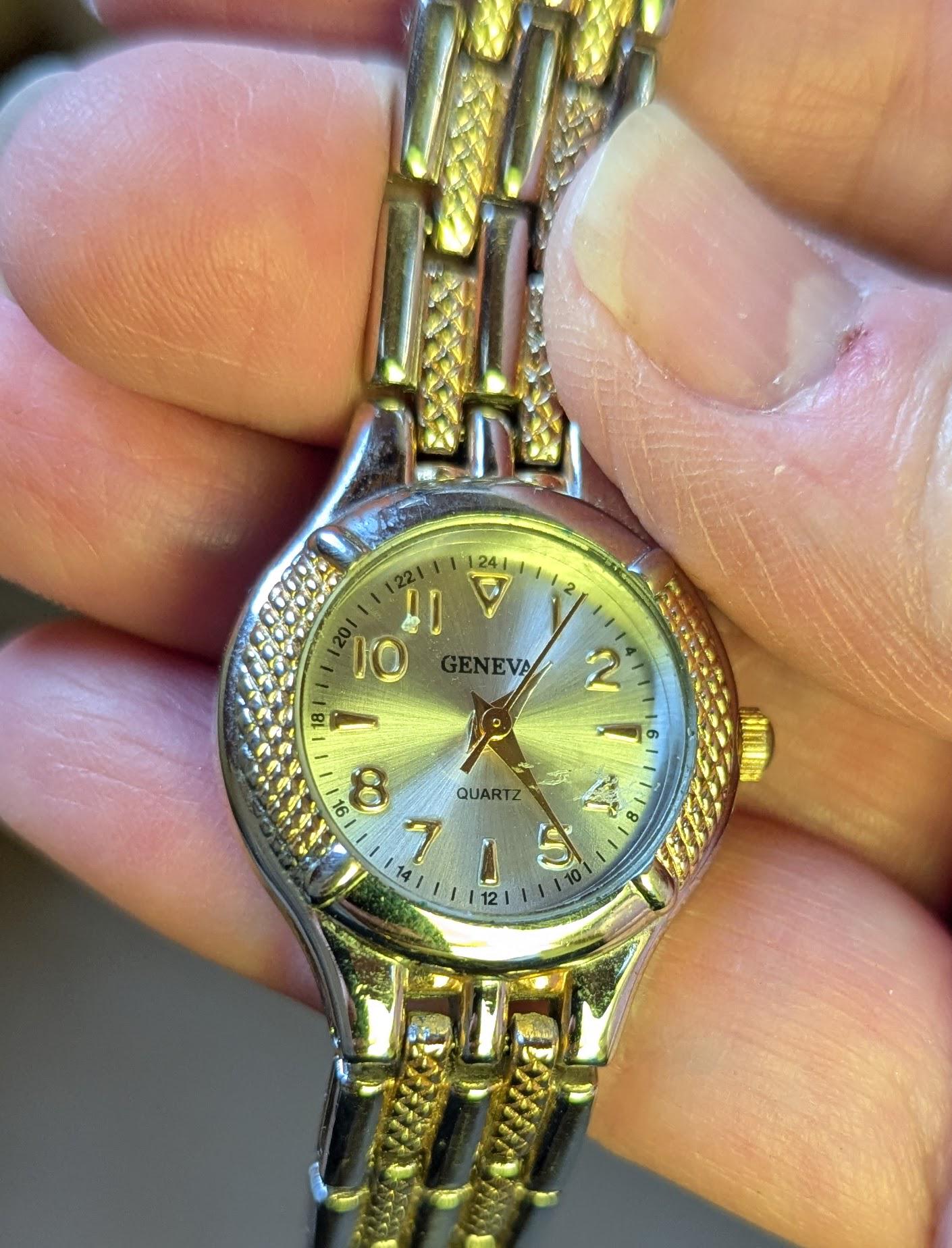 Vintage Geneva Two Tone Watch Bracelet: Silver & Gold Rope  display picture 1