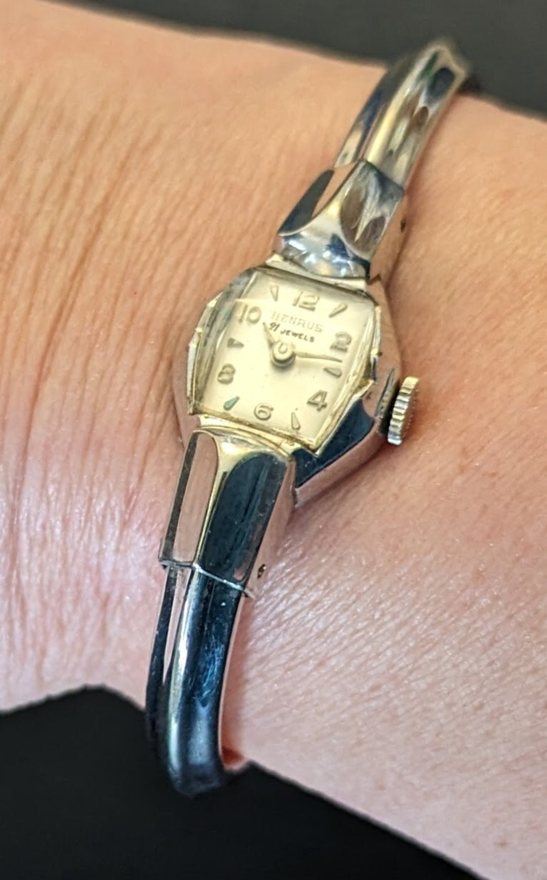 WORKING Vintage Benrus White Gold Ladies Watch With 10k Gold Filled Cuff Band Whimsigoth Boho Steampunk Art Deco Etsy UK