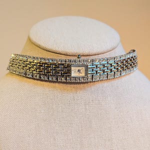 Kenneth Jay Lane Silver Tone Crystal Accent Bracelet Watch Kenneth Jay Lane Rhinestone Watch Vintage KJL Designer  main image 3