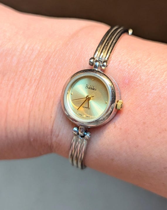 Vintage Working Bubbles Round Two Tone Watch Bracelet With  display picture 2