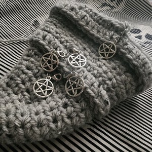 Stitch Markers - Silver Pentacle Pentagram- Crochet - Knitting