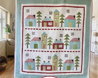 Christmas Ville Quilt Pattern by Erica Made - Little Town Village Modern Quilt Pattern