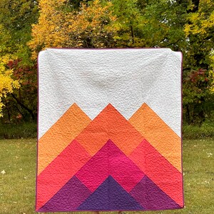 Misty Mountains Quilt Kit and Pattern in Sunset by Patchwork and Poodles - Kona Solids Mountain Quilt Kit - Quick Quilt Kit