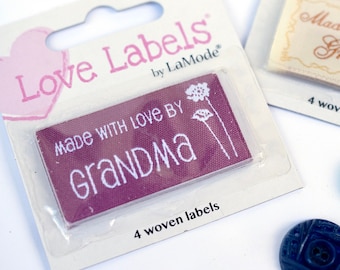 Made With Love By Grandma Iron on Labels - Label for Handmade Items - Quilt Sewing Label