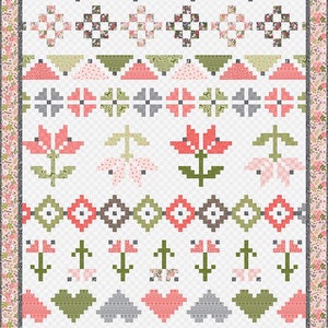 Knitted Row-Along Quilt Boxed Kit by Jill Finley of Jillily Studio Spring Floral Quilt Kit image 1