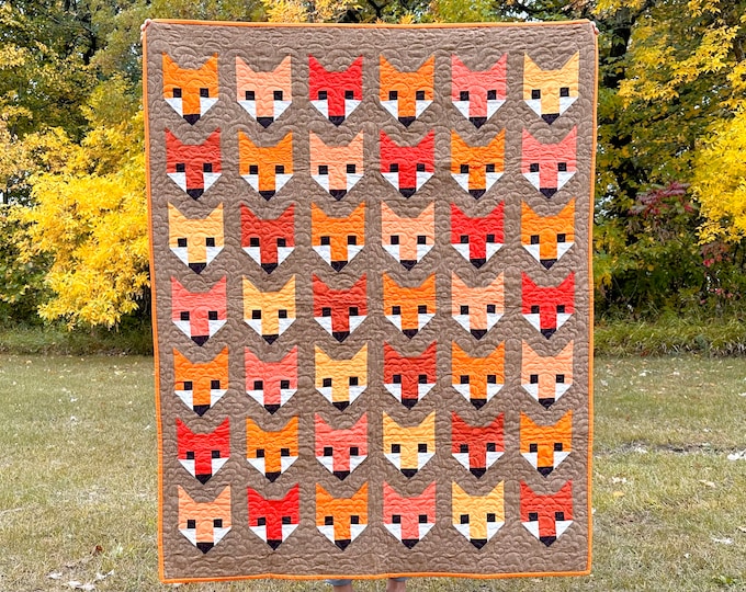 Fancy Fox Quilt Kit by Elizabeth Hartman Featuring Kona Cotton Woodland