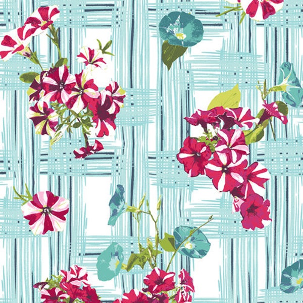 Petunia Garden Treillage, Floralish by Katarina Roccella for Art Gallery Fabrics - Quilting Cotton - Summer Floral Print Fabric By the Yard