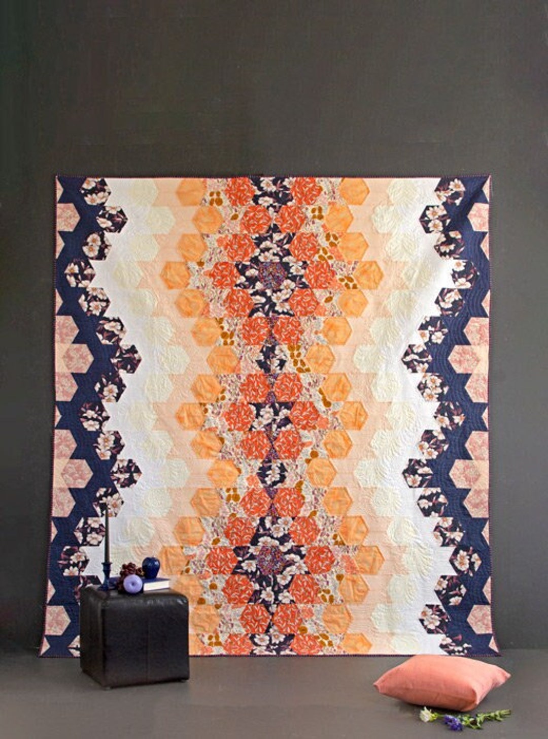 Sundown Hexagon Quilt Kit Dusk Fusion Quilt Kit by Art Gallery Fabrics Sundown Hexagon Quilt Kit Dusk Fusion Quilt Kit by Art Gallery Fabrics