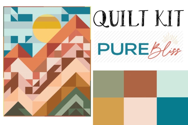 Pure Bliss Sunrise Mountain Quilt Kit, Pure Solids Fabric by Art Gallery Fabrics Mountain Baby Quilt for Nursery image 2