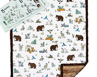 Read to Me Cuddle® Minky Kit Forest by Shannon Fabrics - DIY Soft Woodland Baby Blanket - Tummy Time Play Mat for Infant Baby