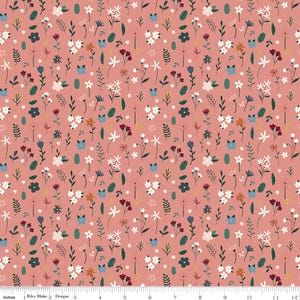 Coral Stems, Let&#39;s Create by Echo Park Paper Co from Riley Blake - Dainty Flowers Fabric