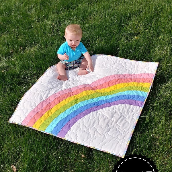 Rainbow Baby Bundle of Joy Quilt Pattern by Slice of Pi - Rainbow Stripe Quilt