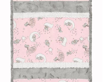 Lullaby Cuddle® Kit Lucky Star Blush by Shannon Fabrics - DIY Soft Baby Blanket for Girl - Tummy Time Play Mat for Infant Baby