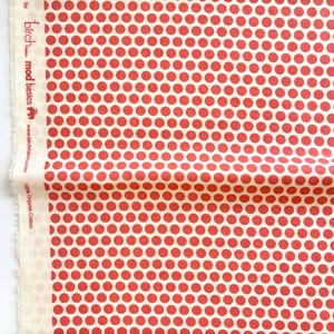 Dotty Coral, Mod Basics by Birch Organic Fabrics - Coral Poplin Fabric - Organic Quilting Cotton - Organic Baby Fabric - Pink Nursery Fabric