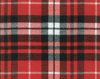 Scarlet Red Plaid Mammoth FLANNEL by Robert Kaufman - Christmas Plaid Flannel Fabric by the Yard - Christmas Tree Skirt Fabric