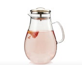 UNIHOM Navarre Glass Water Jug Pitcher with Stainless Steel Filter 1.9L / 64oz - Lead Free, Thermal insulation, Heat-resistent
