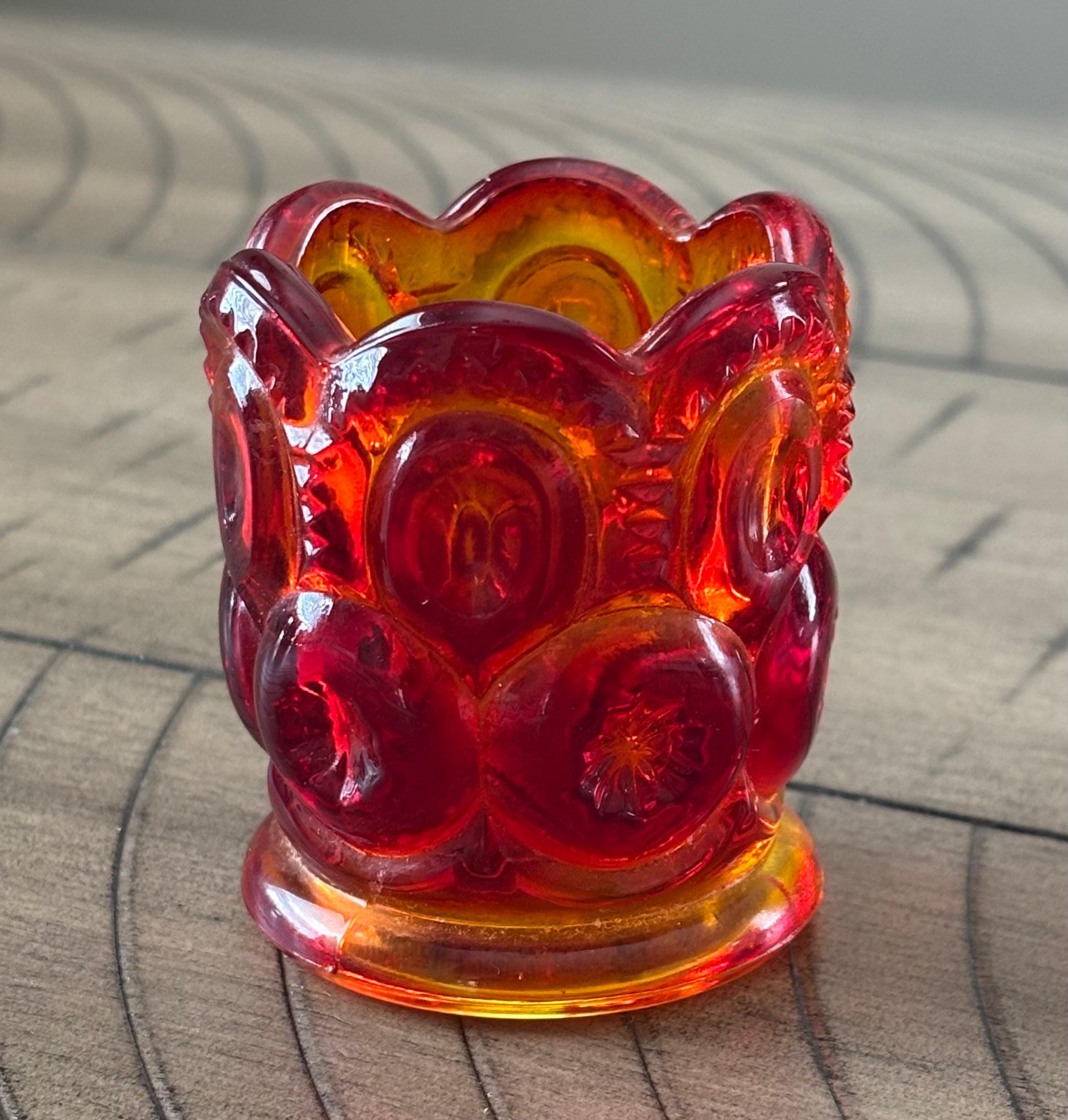 sunsea 30th star pinz red 七宝焼き Vintage LE SMITH Moon Stars Amberina Glass Toothpick Holder Red - Etsy