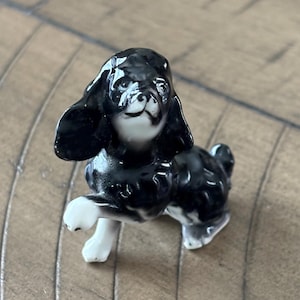 Vintage Miniature Poodle Black And White Figurine - Paw Raised