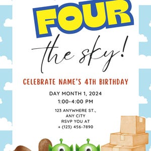 Reach FOUR the Sky Birthday Invitation