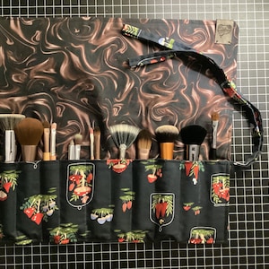 makeup brush roll, paint brush roll, travel brush roll, makeup organizer, paint brush rollup, art storage, paint brush organizer