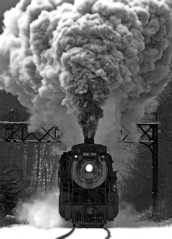 Classic Steam Black & White Photograph digital Etsy