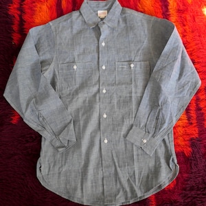 Deadstock 50&#39;s Vintage Penneys Big Mac Sanforized Chambray Work Shirt Medium 15