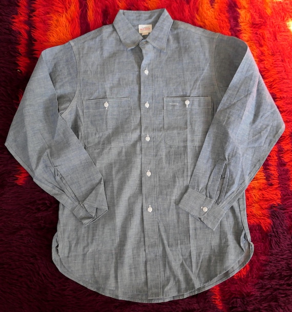 トップス 50s \"BIG MAC\" Cotton Work Shirt Vintage Shirt, 1950s Shirt, Chambray Shirt, Painter's Shirt