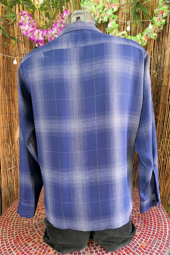 50's Vintage CAMPUS Shadow Plaid Gabardine Rayon … - image 3