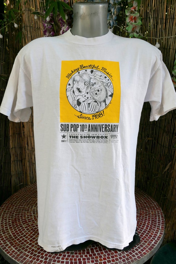 90's Vintage 1998 SUB POP 10 Year Anniversary T Shirt Large With