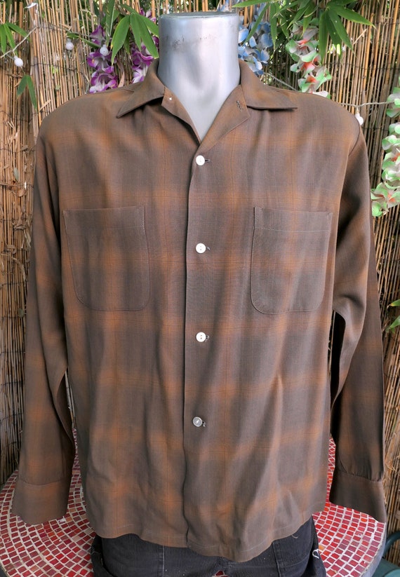 50's 60's Vintage CAMPUS Shadow Plaid Gabardine Ra