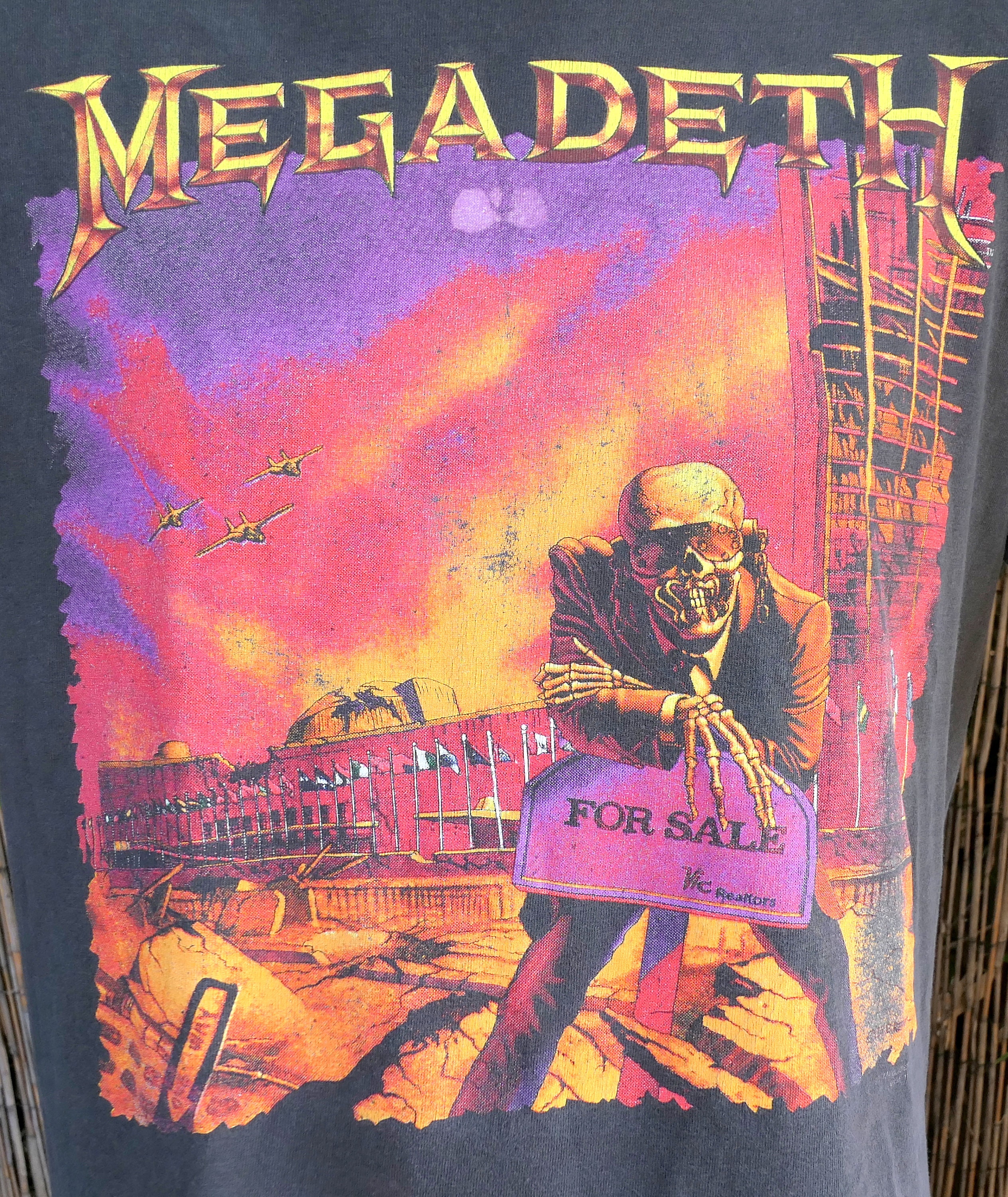 90's MEGADETH Tシャツ BROCKUMボディ USA製 Megadeth Skull Bones Chains Vintage 1991 Ed Repka Brockum