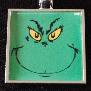The Grinch Who Stole Christmas Smile Xmas Dr Seuss Resin Silver Pendant Necklace Jewelry