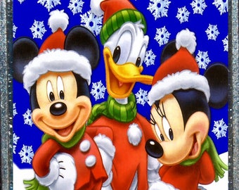 Mickey Minnie Mouse Donald Duck Christmas Xmas Silver Pendant Disney Disneyland Jewelry Necklace