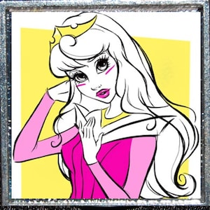 Disney Princess Aurora Sleeping Beauty Colorful Pop Art Jewelry Pendant Necklace