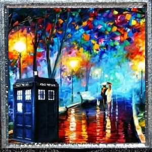 Doctor Who Tardis Mashup Classical Art Disney Silver Pendant Necklace Jewelry Disneyland