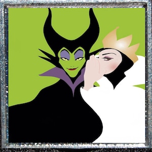 Wicked Sleeping Beauty Villain Evil Maleficent Snow White Queen Stained Glass Silver Pendant Disney Broadway