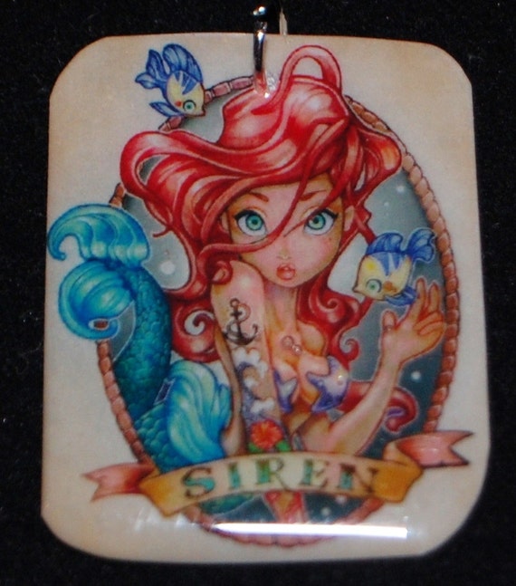 Little Mermaid Ariel Disney Princess Tattoo Pinup Flash Pendentif Collier  Bijoux Aimant DIsneyland WDW World -  Canada