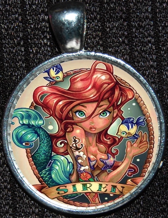 Little Mermaid Ariel Disney Princess Tattoo Pinup Flash Pendentif Collier  Bijoux Aimant DIsneyland WDW World -  Canada