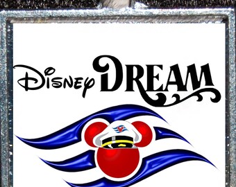 Disney Cruise Line Ship Logo Silver Pendant Necklace WDW Fish