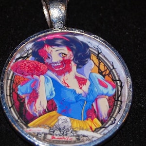 Disney Princess Snow White Zombie Untoter Goth gruselig Anhänger Halskette Magnet Halloween